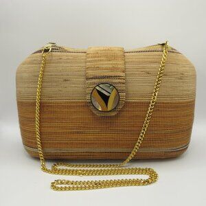 Vintage J. Rene hardbody woven purse in natural tones